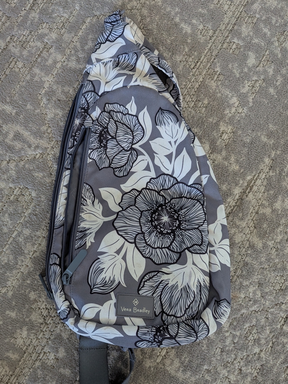 Vera Bradley Gray Floral Sling Bag - Gray/White